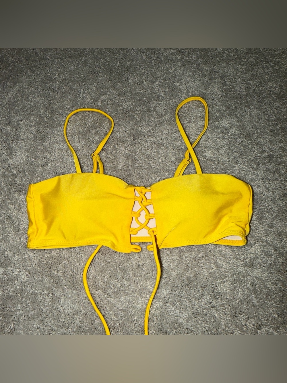 Women's Yellow Lace-Up Bikini Top - Unbranded